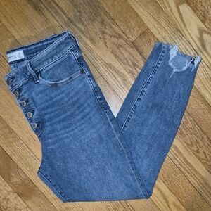 Abercrombie & Fitch Distressed Blue Ankle Jeans